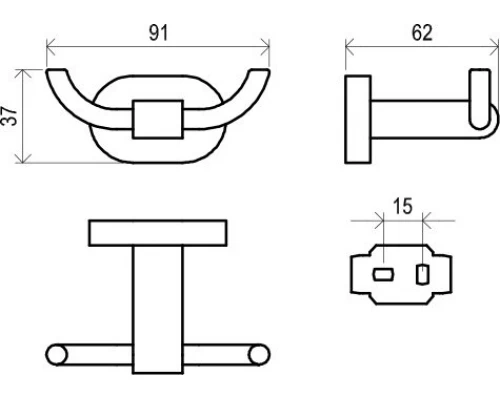 Крючок двойной Ravak Chrome CR 100.00, хром, X07P186