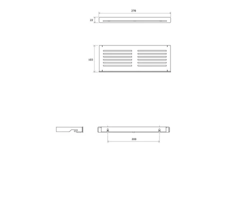 Полка алюминиевая Ravak Slim S 27.8 см, с крючками, черный/хром, X07P575