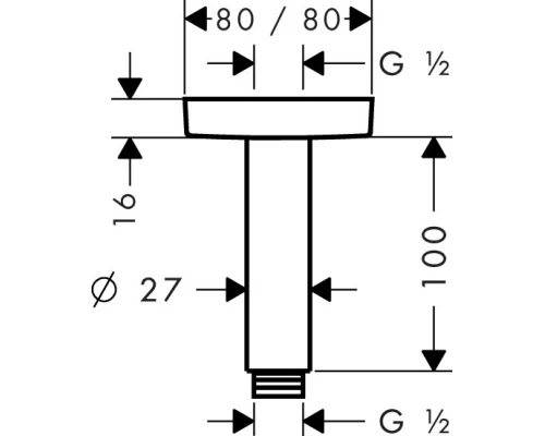 Потолочное подсоединение Hansgrohe E 27467000, 10 см