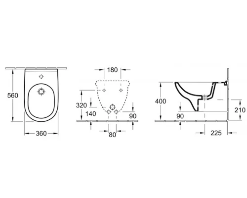 Биде Villeroy&Boch O.novo 5460 0001, подвесное
