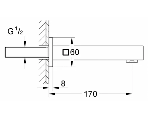 Излив Grohe Eurocube 13303000 для ванны, 17 см