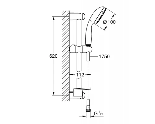Душевой гарнитур Grohe Tempesta New с полочкой (27926001/27927001)