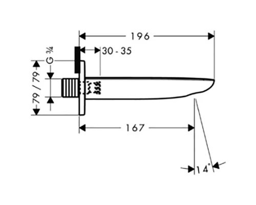 Излив для ванны Hansgrohe PuraVida 15412400, 196 мм, белый/хром