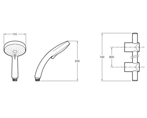 Душевой гарнитур Jacob Delafon Citrus E12920-CP, хром, 60 см