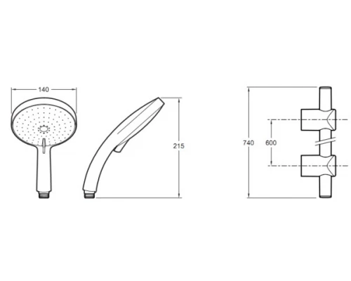 Душевой гарнитур Jacob Delafon Citrus E12980-CP, хром, 60 см