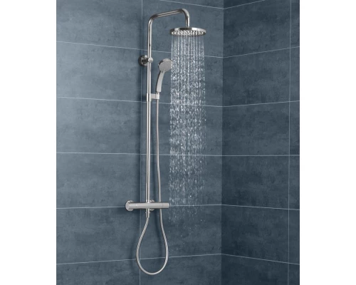 Душевая система Jacob Delafon July E45716-CP с термостатическим смесителем, верхний душ круглый