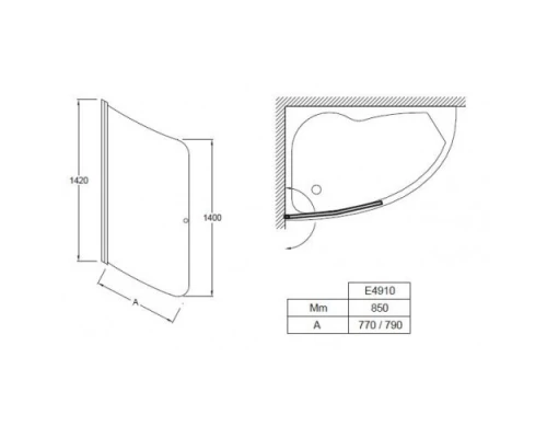 Шторка на ванну Jacob Delafon MICROMEGA DUO E4910-GA сияющий хром