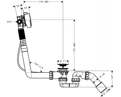 Система контроля налива-слива-перелива Hansgrohe Exafill S 58113000 для ванн