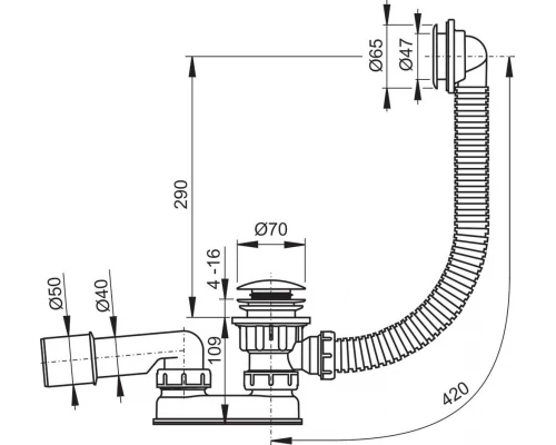 Cифон для поддонов Ravak Sabina,Click Clack, с переливом, X01315