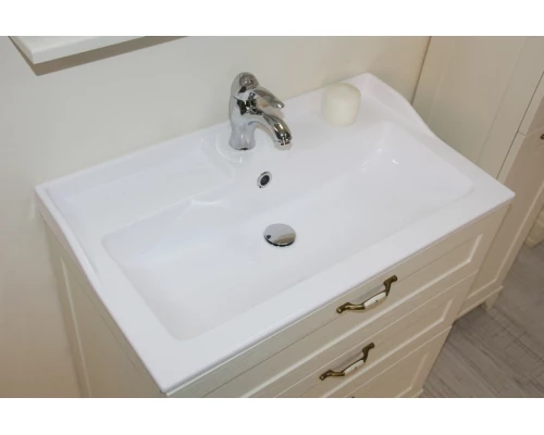 Тумба под раковину Акватон Леон 80 Н для ванной, дуб белый, напольная