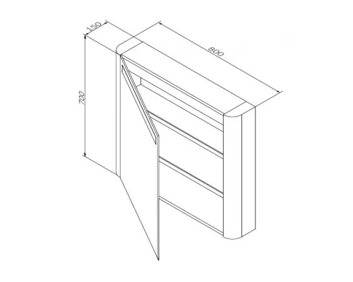Зеркальный шкаф Am.Pm Sensation M30MCL0801WG, цвет - белый глянец, с подсветкой, левый, 80 см