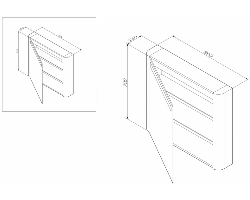 Зеркальный шкаф Am.Pm Sensation M30MCL0801NF, цвет - орех, с подсветкой, левый, 80 см