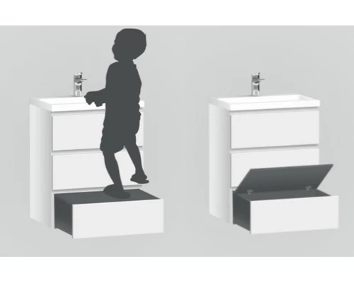 Тумба под раковину Am.Pm Gem S 60 напольная, со встроенной ступенькой для детей, белый глянец, M91FSX0602WG