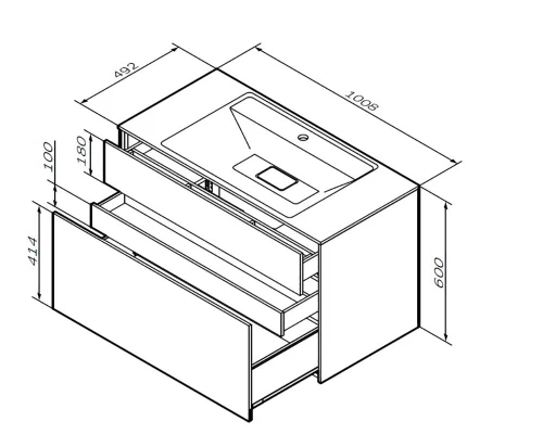 Тумба под раковину Am.Pm Inspire 2.0 M50AFHX1003WM подвесная 100 см, 3 ящика, цвет белый, матовый