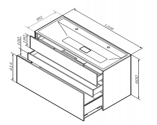 Тумба под раковину Am.Pm Inspire 2.0 M50AFHX1203GM подвесная 120 см, 3 ящика, цвет графит, матовый