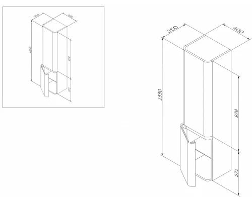 Шкаф-колонна Am.Pm Sensation M30CHL0406GG, подвесной, левый, 40 см, мятный