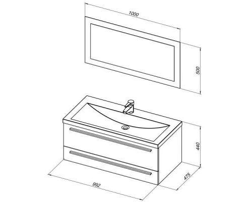 Тумба под раковину Aquanet Нота 100 (005) 00171496, цвет белый