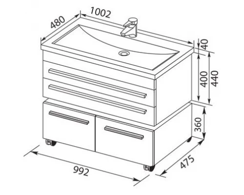 Тумба под раковину Aquanet Верона 100 подвесная 00175382, цвет белый