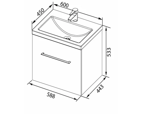 Тумба под раковину Aquanet Порто 60 белый, 00195730