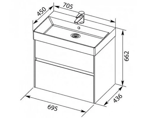 Тумба под раковину Aquanet Бруклин 70 00203959, цвет- белый