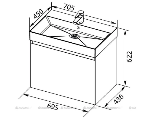 Тумба под раковину Aquanet Нью-Йорк 70 00203946, цвет орех (203946)