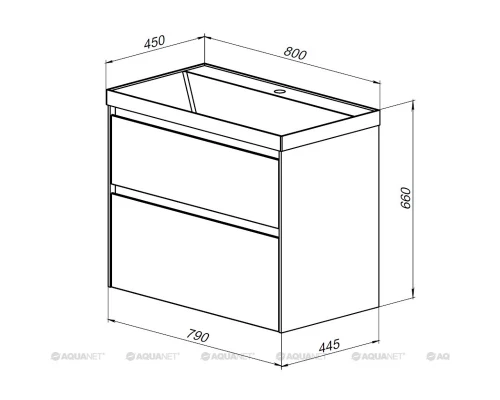 Тумба под раковину Aquanet Гласс 80 00238361, цвет белый