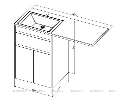Тумба под раковину Aquanet Токио 58 00237745 (напольная, 1 ящик, 2 дверцы), цвет белый