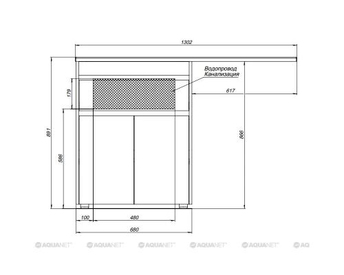 Тумба под раковину Aquanet Токио 68 00237746 (напольная, 1 ящик, 2 дверцы), цвет белый