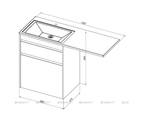 Тумба под раковину Aquanet Токио 68 00239291 (напольная, 1 ящик), цвет белый