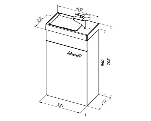 Тумба под раковину Aquanet Нота 40 см подвесная, 1 дверь, белая, левая/правая