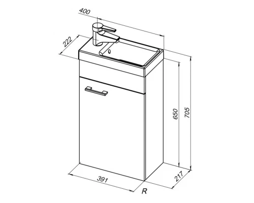 Тумба под раковину Aquanet Нота 40 см подвесная, 1 дверь, белая, левая/правая
