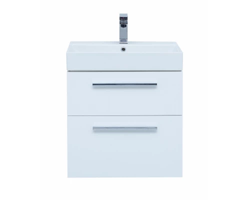 Тумба под раковину Aquanet Nova 60 см подвесная, 2 ящика, белый глянцевый, 242279