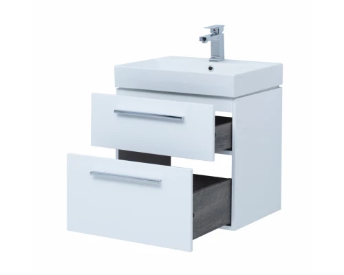 Тумба под раковину Aquanet Nova 60 см подвесная, 2 ящика, белый глянцевый, 242279
