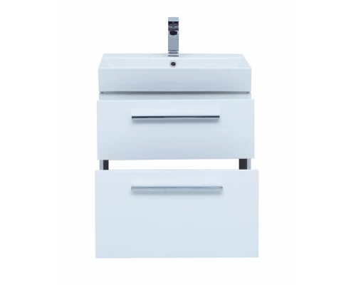 Тумба под раковину Aquanet Nova 60 см подвесная, 2 ящика, белый глянцевый, 242279