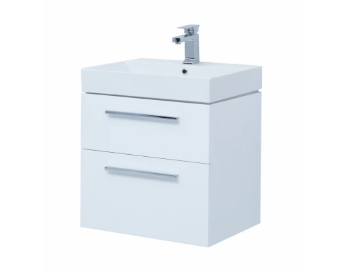 Тумба под раковину Aquanet Nova 60 см подвесная, 2 ящика, белый глянцевый, 242279