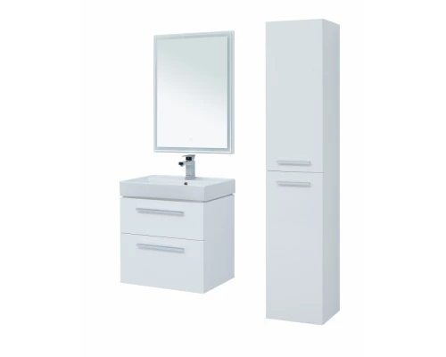 Тумба под раковину Aquanet Nova 60 см подвесная, 2 ящика, белый глянцевый, 242279