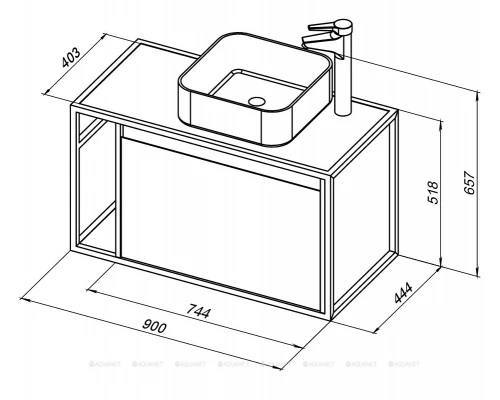 Тумба под раковину Aquanet Nova Lite Loft 90 левая/правая, дуб рошелье, 00261656/00261655