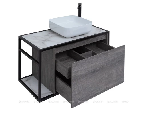 Тумба под раковину Aquanet Nova Lite Loft 90 левая/правая, дуб рошелье, 00261656/00261655