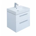 Тумба под раковину Aquanet Nova 60 см подвесная, 2 ящика, белый глянцевый, 242279