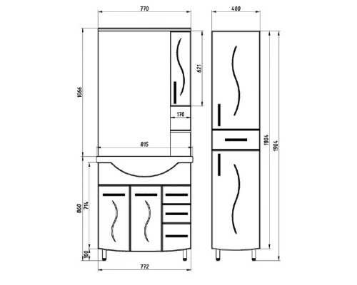 Тумба с раковиной АСБ-Мебель Грета 80, напольная