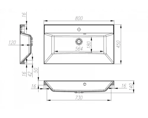 Тумба под раковину BelBagno Marino MARINO-800-2C-PIA-BL-P, 80 х 45 х 80 см, Bianco Lucido - белый глянец