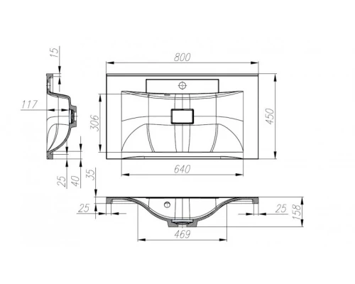 Тумба под раковину BelBagno Marino MARINO-800-2C-PIA-BL-P, 80 х 45 х 80 см, Bianco Lucido - белый глянец