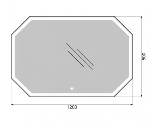 Зеркало с встроенным светильником и сенсорным выключателем BelBagno SPC-OTT-1200-800-LED-TCH, 12W, 220-240V, 1200x30x800