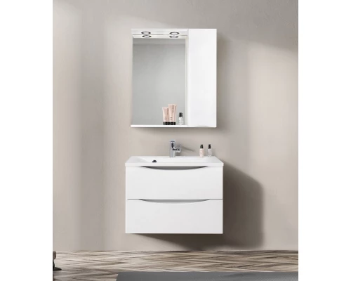 Зеркальный шкаф BelBagno Marino MARINO-SPC-700/750-1A-BL-P-L/R, 70 х 75 см, с LED-подсветкой, Bianco Lucido - белый глянец, левый/правый