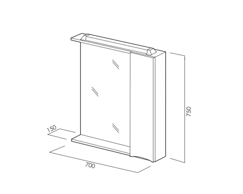Зеркальный шкаф BelBagno Marino MARINO-SPC-700/750-1A-BL-P-L/R, 70 х 75 см, с LED-подсветкой, Bianco Lucido - белый глянец, левый/правый