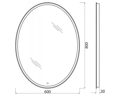 Зеркало BelBagno, 60 x 80 см, со  встроенным светильником, сенсорным выключателем и подогревом, SPC-VST-600-800-LED-TCH-WARM