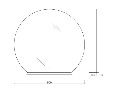Зеркало BelBagno 90 x 90 см со встроенным светильником, сенсорным выключателем и полкой, SPC-RNG-900-LED-TCH-MENS