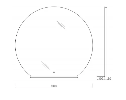 Зеркало BelBagno 100 x 100 см со встроенным светильником, сенсорным выключателем и полкой, SPC-RNG-1000-LED-TCH-MENS