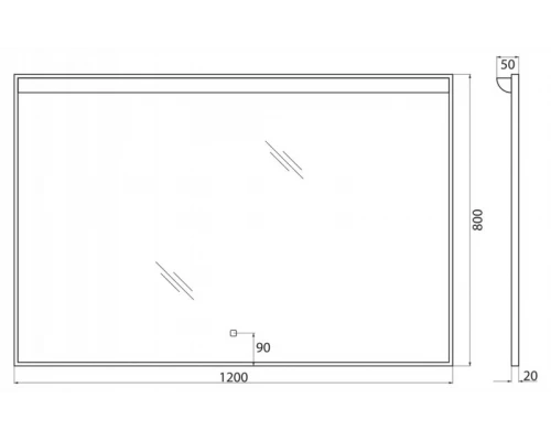 Зеркало BelBagno SPC-UNO 120 см, с подсветкой, белый, SPC-UNO-1200-800-TCH