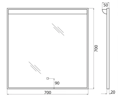 Зеркало BelBagno SPC-UNO 70 см, с подсветкой, белый, SPC-UNO-700-700-TCH